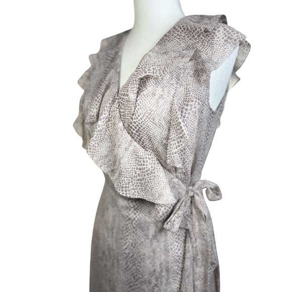 NEW Banana Republic Size 2 W Animal Print Chiffon Ruffle Sleeveless Wrap Maxi - Picture 4 of 16